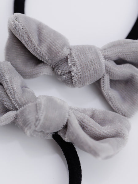 Velvet knotted Rubber Band Set of 2- Grey