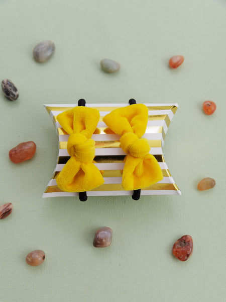 Velvet knotted Rubber Band Set of 2- Yellow