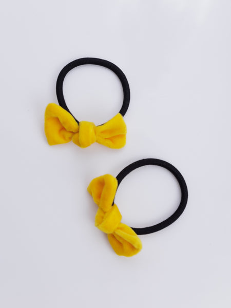 Velvet knotted Rubber Band Set of 2- Yellow