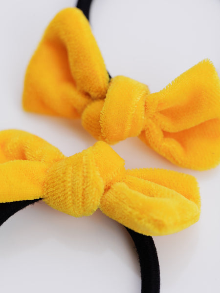 Velvet knotted Rubber Band Set of 2- Yellow