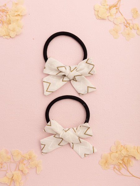 Handmade Tiny Knot Polka Dot Hair Tie Set- White