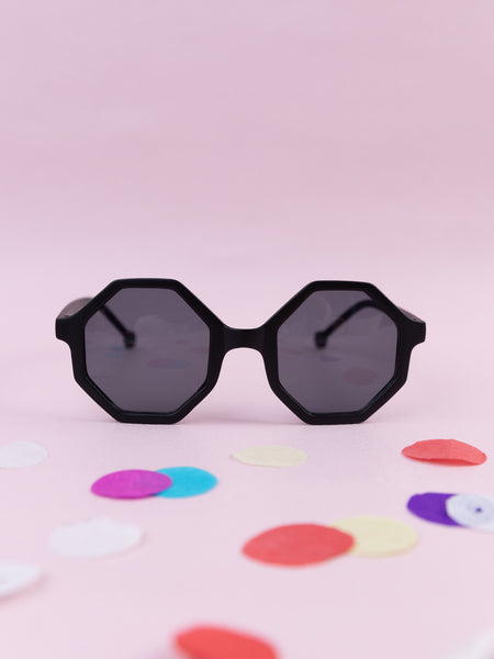 Hexagon Sunglasses for Kids- Black