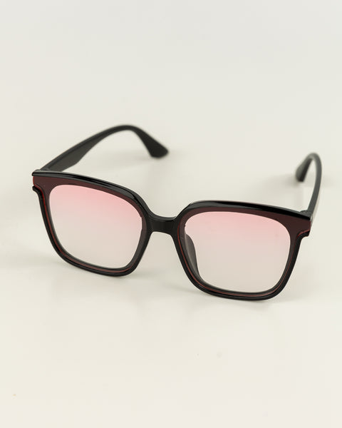 Kids Solid Square Sunglasses - Black & Pink
