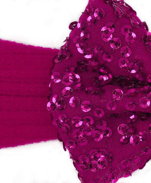 Big Sequinned Bow Headband - Dark Pink