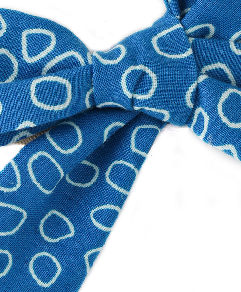 Tiny Polka Dots Knot Bow Headband - Blue