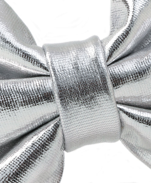 Leather Bow Hair Band - Silver