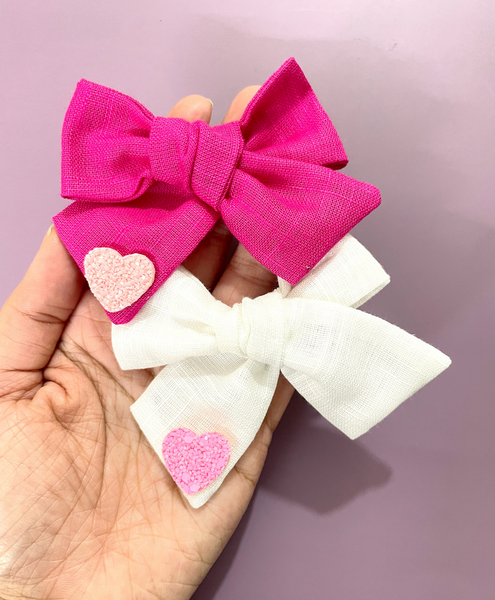 Heart Applique Knot Bow Alligator Clip (Pick Your Color)