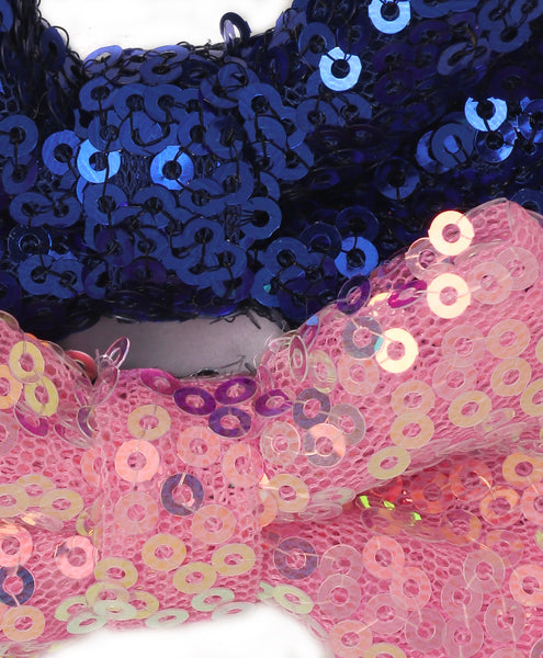 Sequin Party Bow Headband Set - Pink & Blue