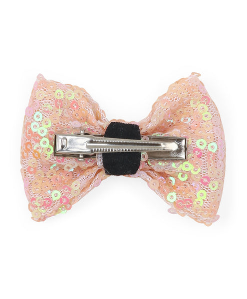 Sequin Party Bow Alligator Clip - Peach