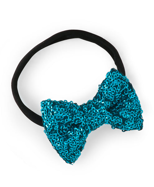 Sequin Party Bow Headband Set - Blue & Silver