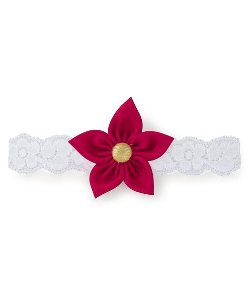 Flower & Bow Hairband Set - Black & Maroon