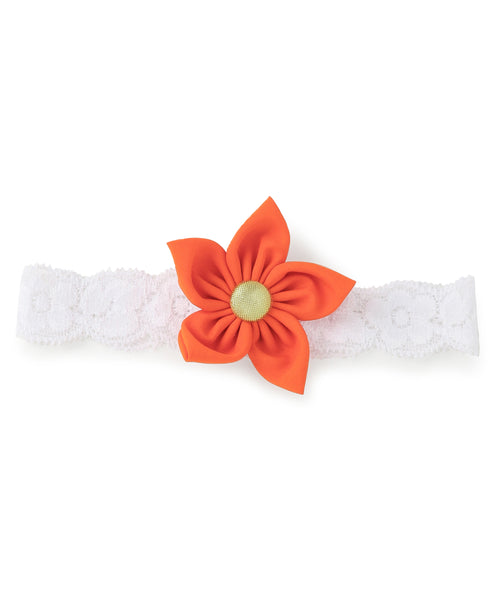 Flower & Bow Hairband Set - Multi Colored & Orange