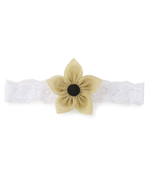 Flower & Bow Hairband Set - Dark Blue & Golden