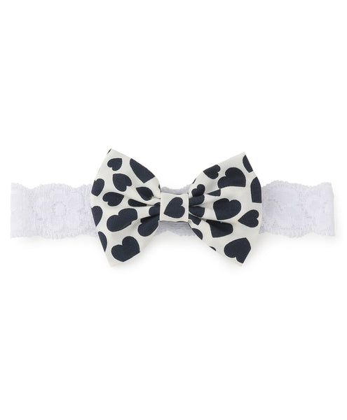 Flower & Heart Bow Hairband Set - Black & Red