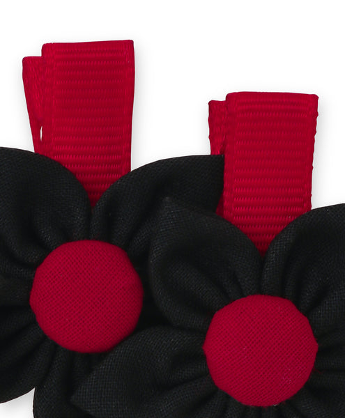 Flower Alligator Clip Set - Red & Black