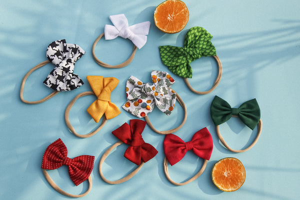 Knotted & Classic Bow Headband Set- Red, Green & White