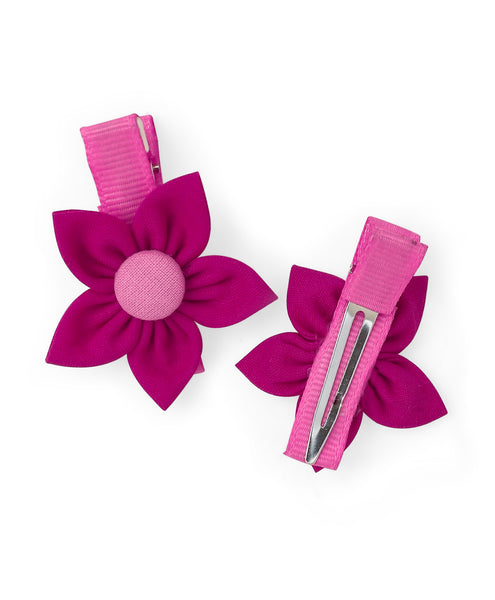 Flower Alligator Clip Set - Light Pink & Dark Pink