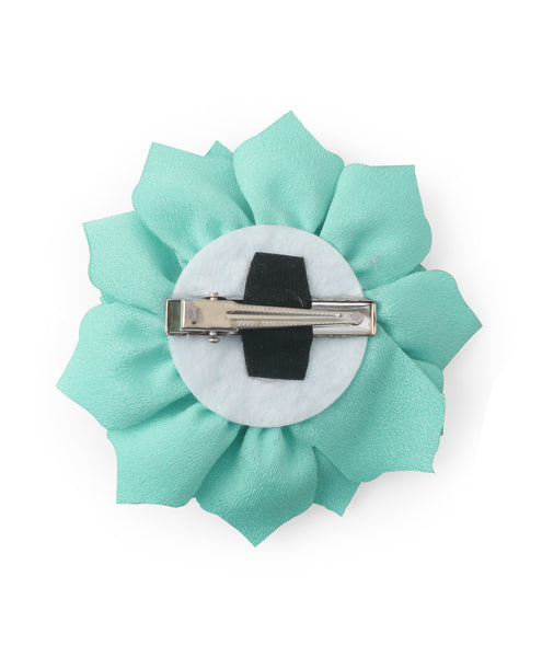 Flower Applique Alligator Clip- Light Blue