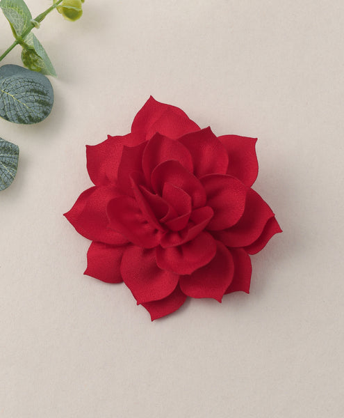 Flower Applique Alligator Clip- Red