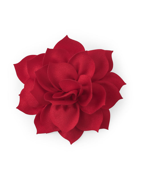 Flower Applique Alligator Clip- Red