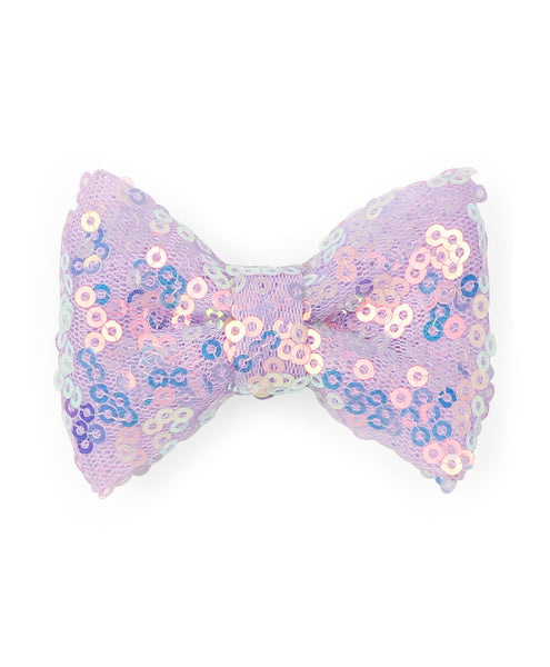 Sequin Party Bow Alligator Clip - Lavender