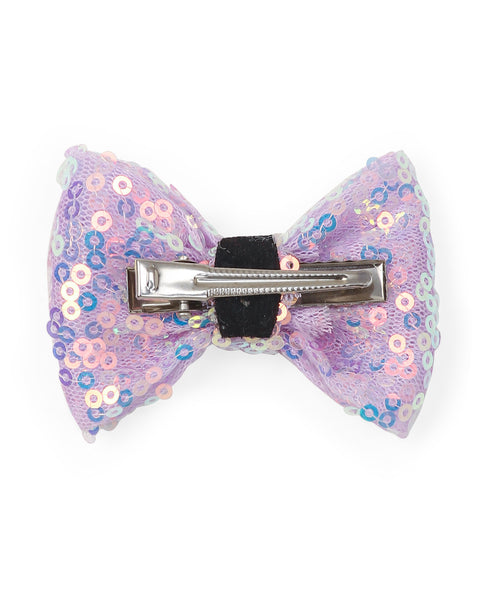 Sequin Party Bow Alligator Clip - Lavender