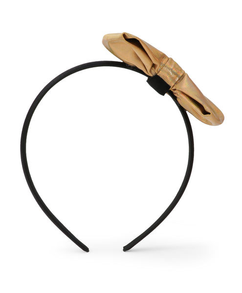 Leather Bow Hair Band - Golden