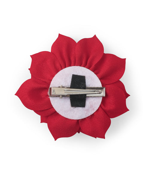 Flower Applique Alligator Clip- Red