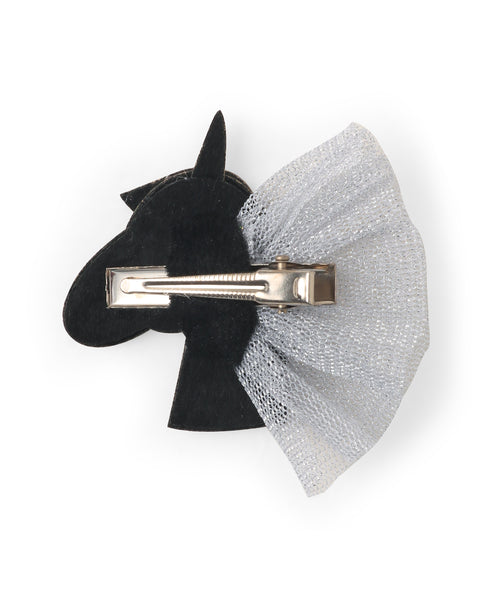 Glitter Unicorn Alligator Clip - Silver