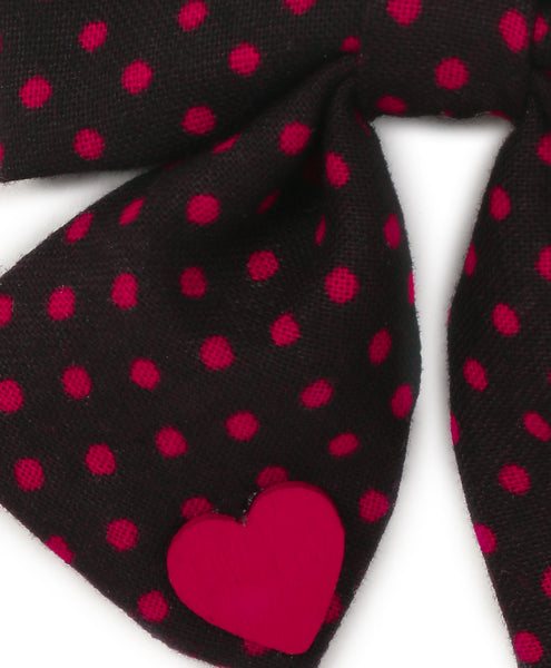 Polka Dots Sailor Bow with Heart Alligator Clip - Black