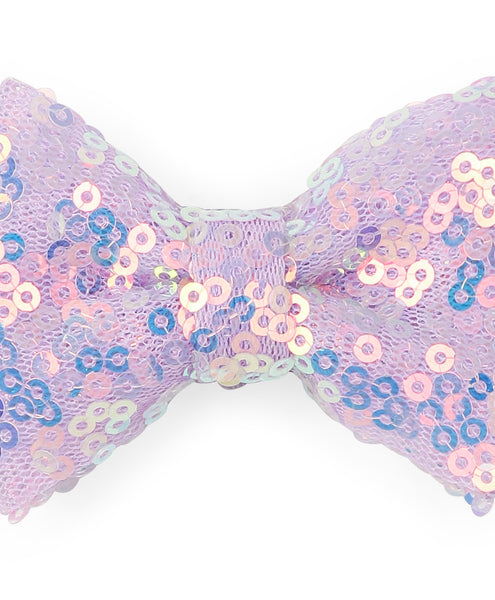 Sequin Party Bow Alligator Clip - Lavender