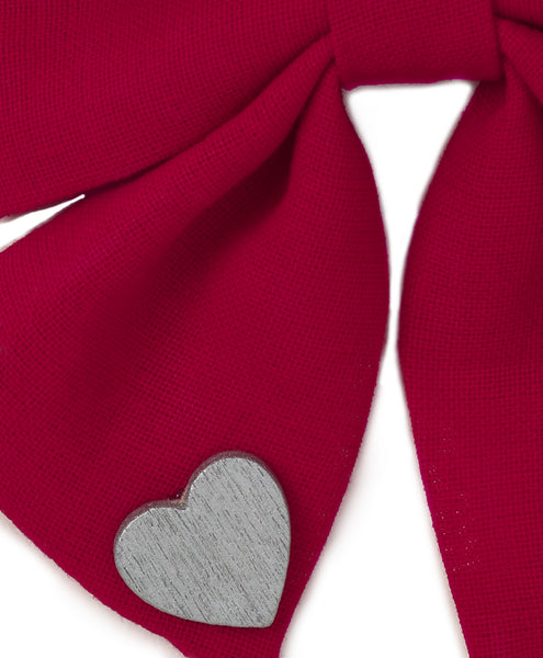 Sailor Bow With Heart Alligator Clip - Red