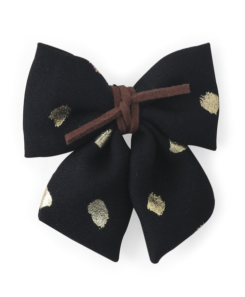 Polka Dots Sailor Bow Alligator Clip - Black