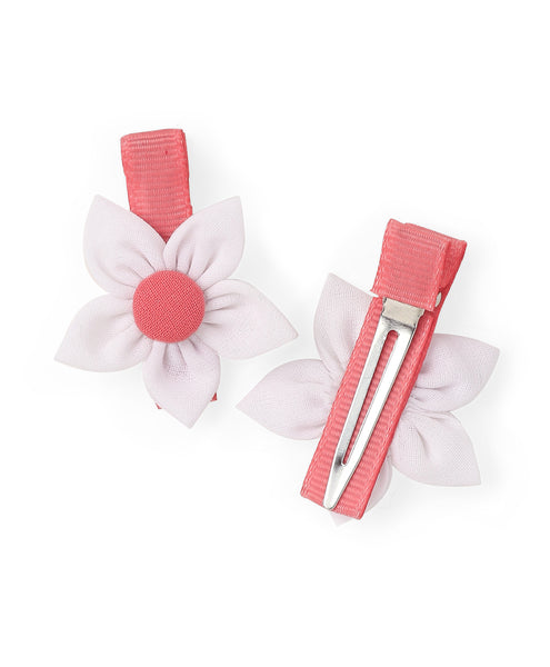Flower Alligator Clip Set - Peach & White