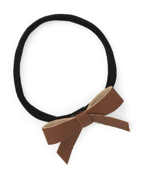 Leather Bow & Knot Headband Set - Brown & Golden