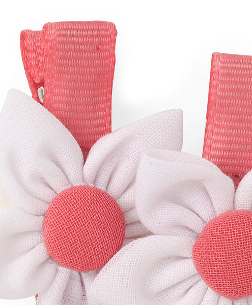 Flower Alligator Clip Set - Peach & White