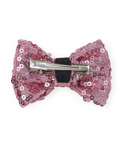 Sequin Party Bow Alligator Clip - Pink