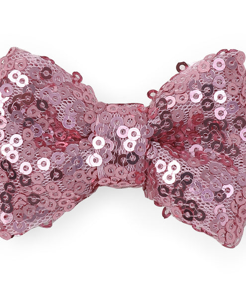 Sequin Party Bow Alligator Clip - Pink