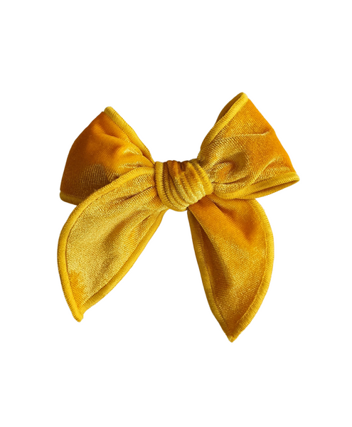 Velvet Knot Bow Alligator Hair Clip - Yellow