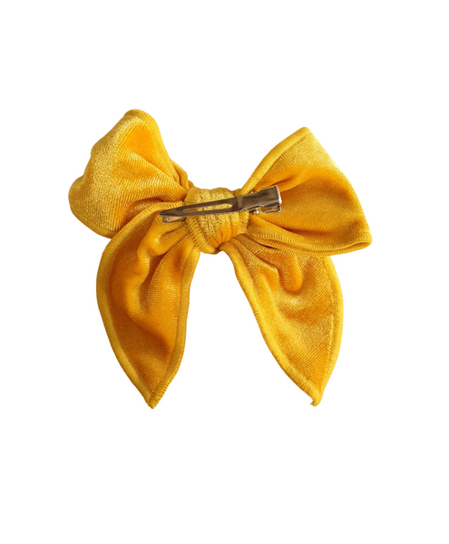 Velvet Knot Bow Alligator Hair Clip - Yellow