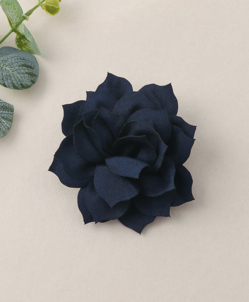 Flower Applique Alligator Clip- Dark Blue