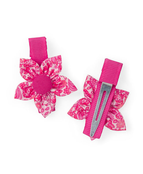 Flower Alligator Clip Set - Dark Pink & Floral