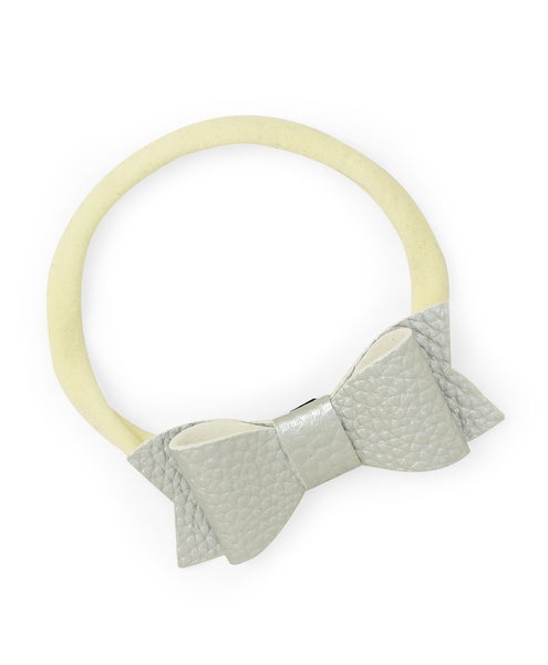 Leather Bow & Knot Headband Set - Light Blue & Silver