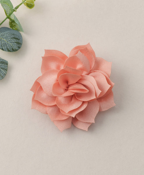 Flower Applique Alligator Clip- Peach