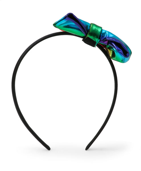 Leather Bow Hair Band - Rainbow