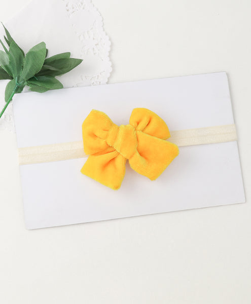 Velvet Knot Bow Headband - Yellow
