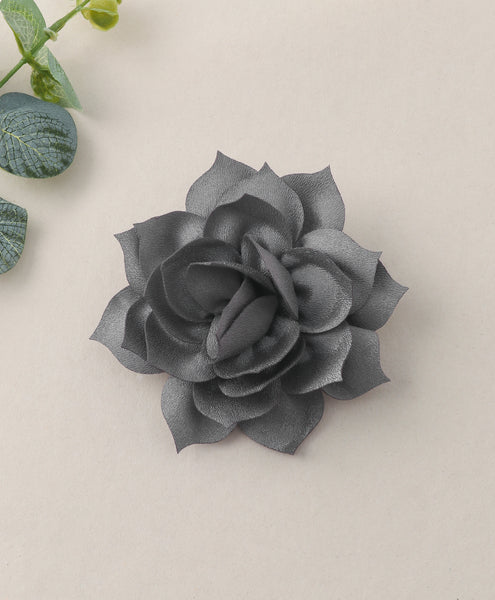 Flower Applique Alligator Clip- Grey