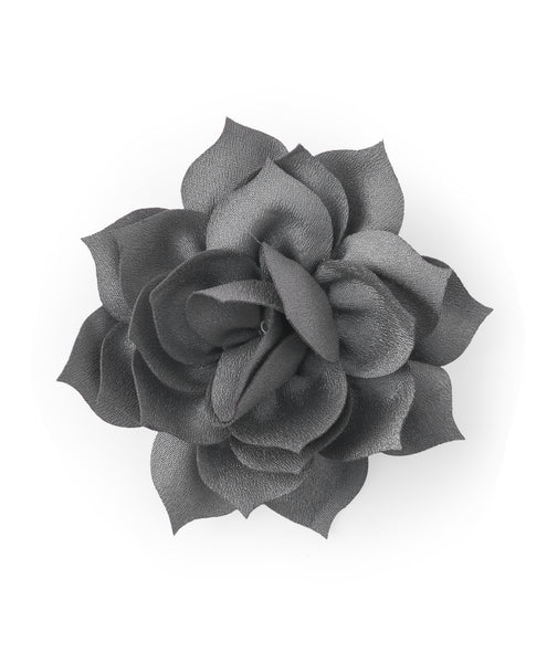 Flower Applique Alligator Clip- Grey