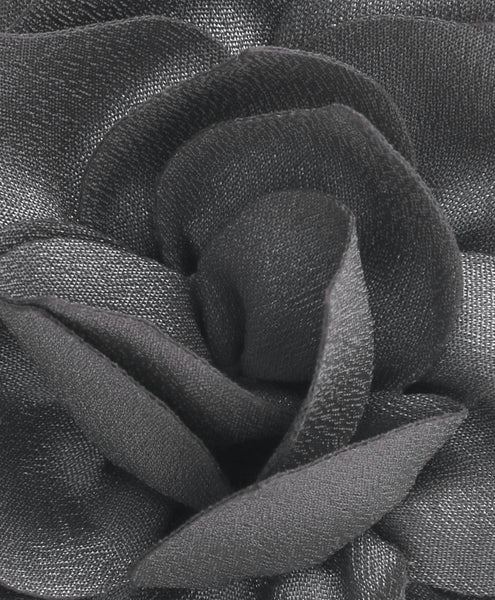 Flower Applique Alligator Clip- Grey