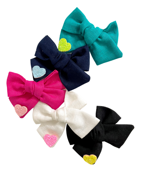 Heart Applique Knot Bow Alligator Clip (Pick Your Color)